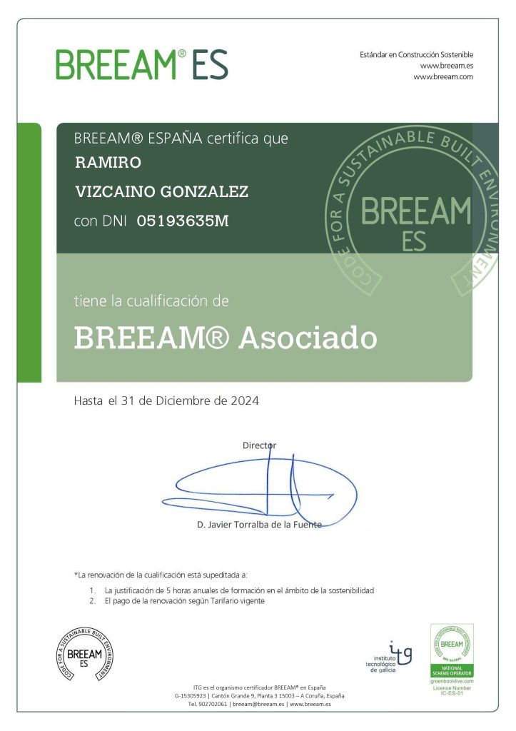 Certificado Breeam asociado recibido por Ramiro